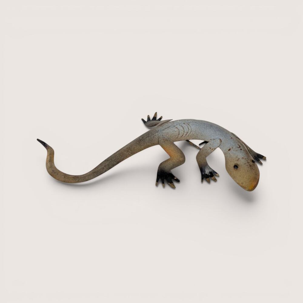 Vintage Small Stylized Metal Lizard Wall Hanging